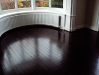 Narrow pine boards with Walnut stain