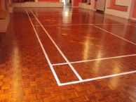 Sports hall with Parquet floor and sports lining